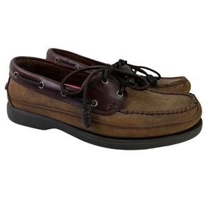 Bass Harry II Mens Boat Leather Nubuck Brown Lace Up Casual Shoes sz 9 M